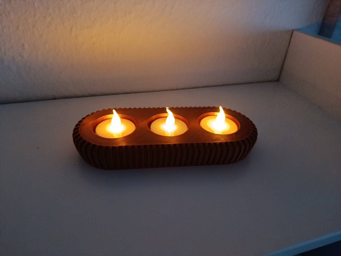 Teelichthalter für LED-Teelichter | Dekotablett mit 3 Haltern | Tischdeko | Geschenkidee