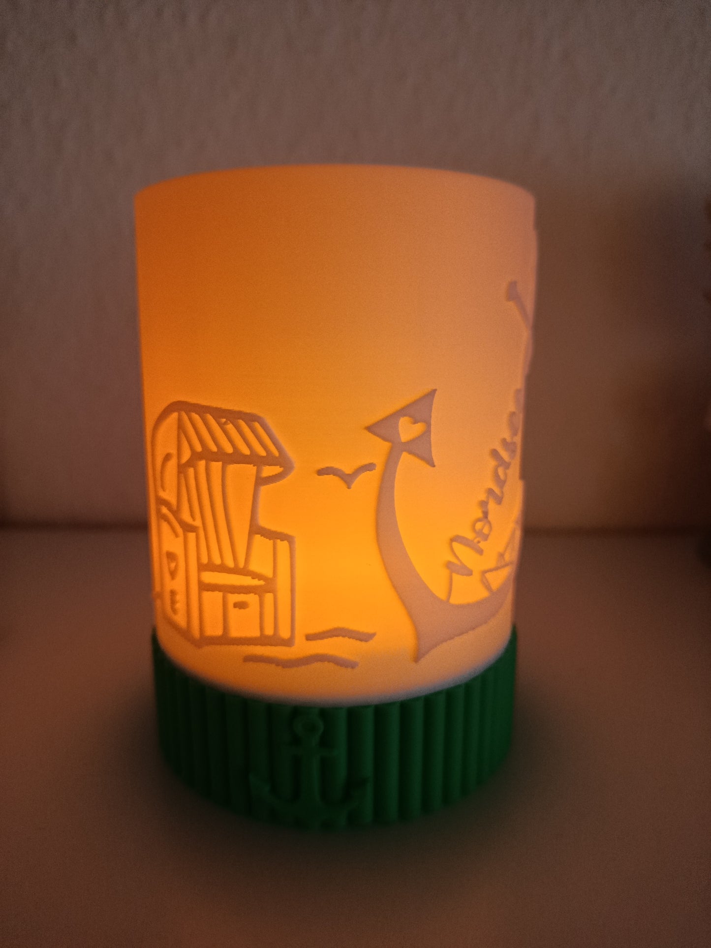 Lithophane LED Windlicht | Strandmotiv | 12 cm | Maritime Deko | Geschenkidee