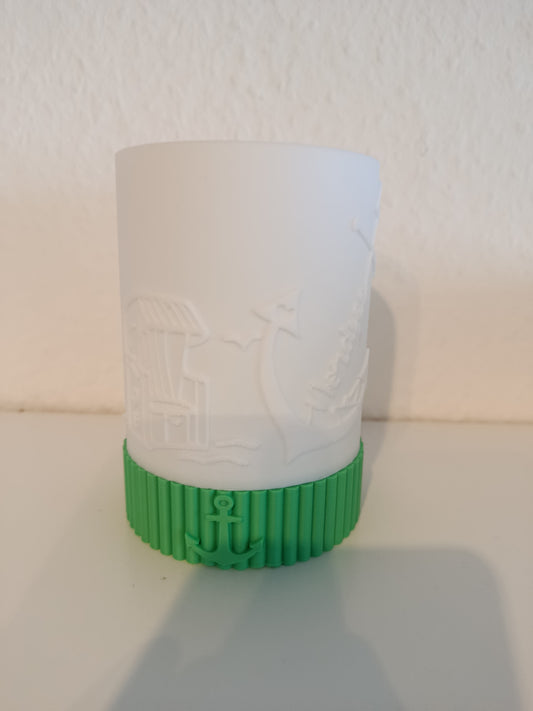 Lithophane LED Windlicht | Strandmotiv | 12 cm | Maritime Deko | Geschenkidee