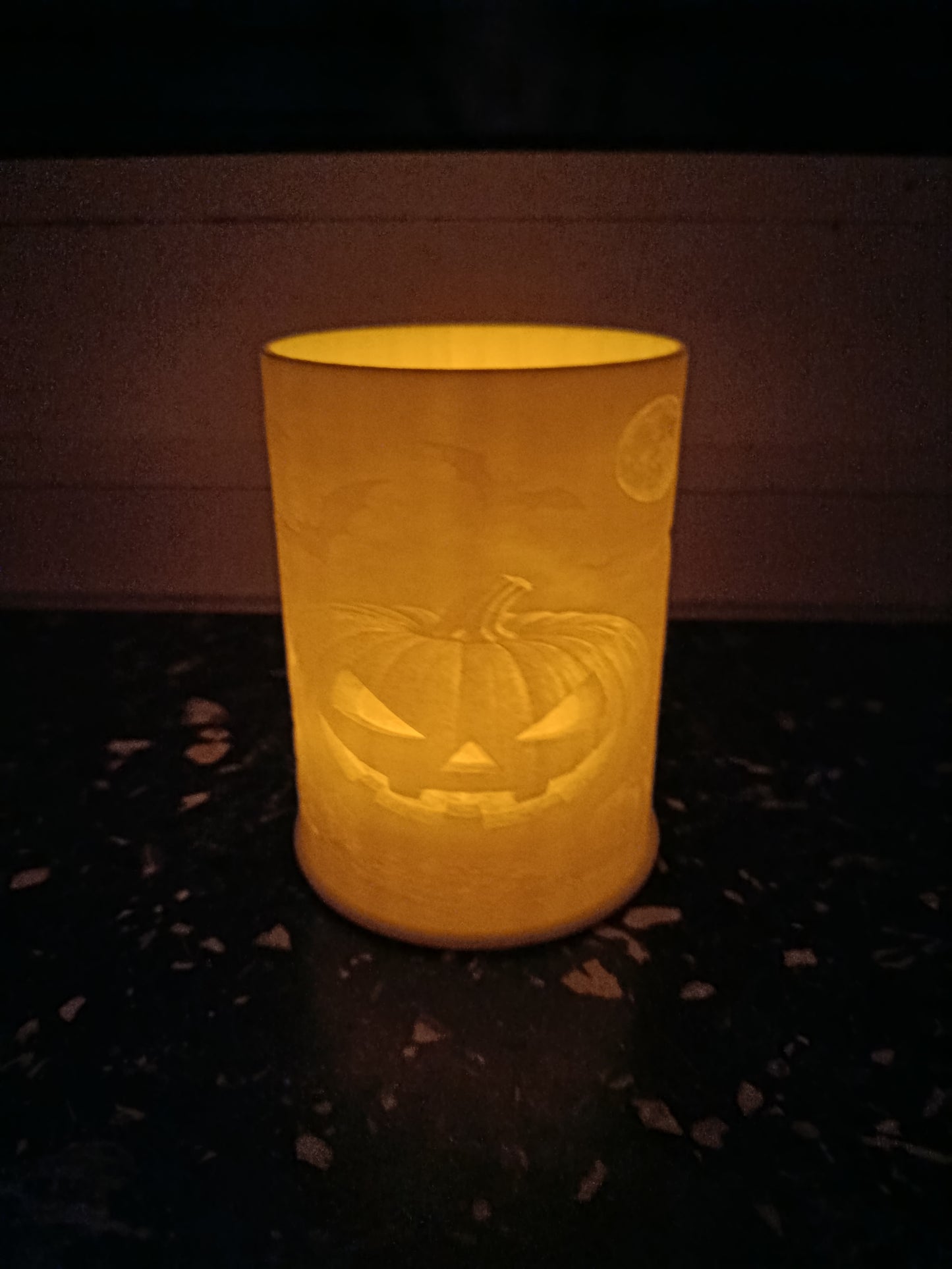 Halloween Lithophane LED-Teelichthalter - Kürbis