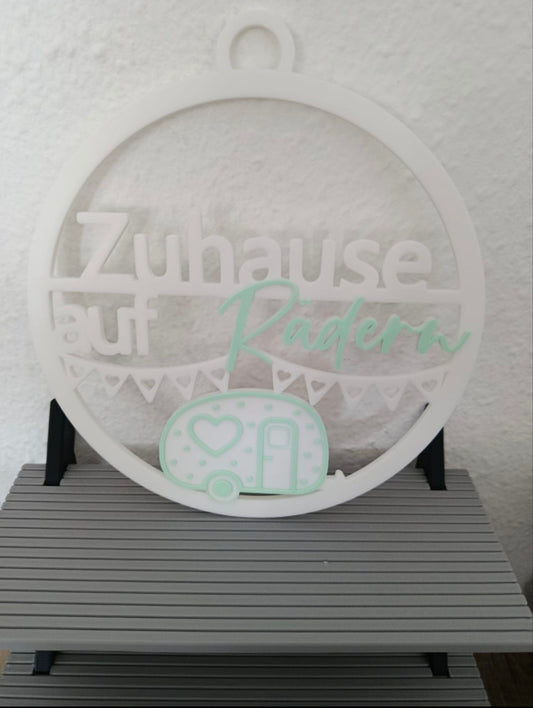 Zuhause auf Rädern – Deko Schild für Wohnwagen & Wohnmobil | In verschiedenen Farben