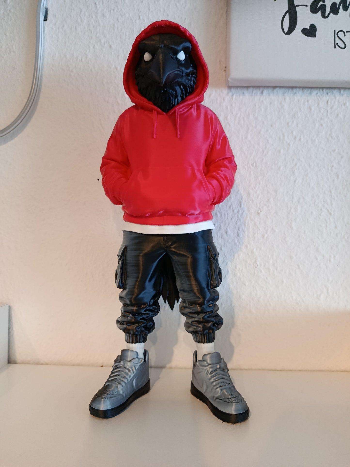 Raben-Figur 40 cm | Hoodie, Hose & Schuhe farblich wählbar